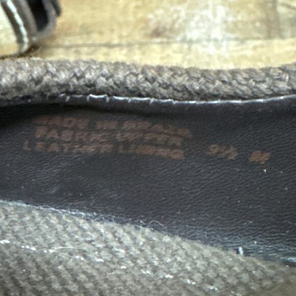 Tory Burch Jackie Brown Canvas Espadrille Wedge Peep Toe Heels Shoes Size 9.5 - Picture 11 of 12